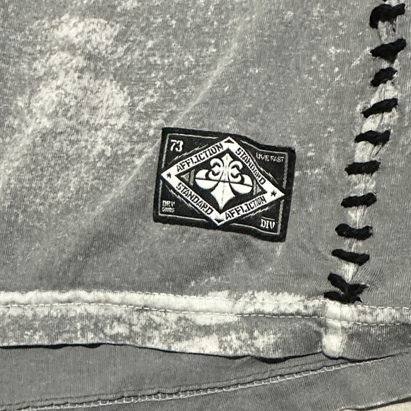 Affliction Gray T-Shirt with Patch and Stitch Detail - Picture 2 of 7
